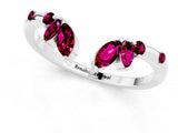White gold Open Marquise Cluster Garnet Band with Prong Setting_7