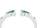 White gold Open Marquise Cluster Green Sapphire Band with Prong Setting_10