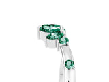 White gold Open Marquise Cluster Green Sapphire Band with Prong Setting_11