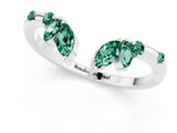 White gold Open Marquise Cluster Green Sapphire Band with Prong Setting_7