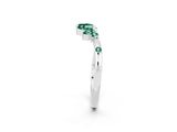 White gold Open Marquise Cluster Green Sapphire Band with Prong Setting_8