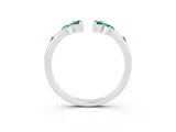 White gold Open Marquise Cluster Green Sapphire Band with Prong Setting_9