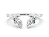 White gold Open Marquise Cluster Moissanite Band with Prong Setting_6