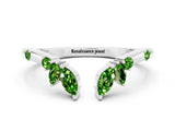 White gold Open Marquise Cluster Peridot Band with Prong Setting_6