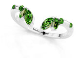 White gold Open Marquise Cluster Peridot Band with Prong Setting_7