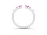 White gold Open Marquise Cluster Pink Sapphire Band with Prong Setting_21