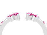 White gold Open Marquise Cluster Pink Sapphire Band with Prong Setting_22