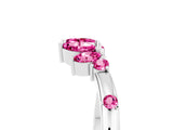 White gold Open Marquise Cluster Pink Sapphire Band with Prong Setting_23
