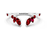 White gold Open Marquise Cluster Ruby Band with Prong Setting_6