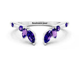 White gold Open Marquise Cluster Tanzanite Band with Prong Setting_6