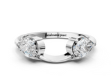 White gold Open Pear-Cut Diamond Bypass Ring with Prong Setting_46