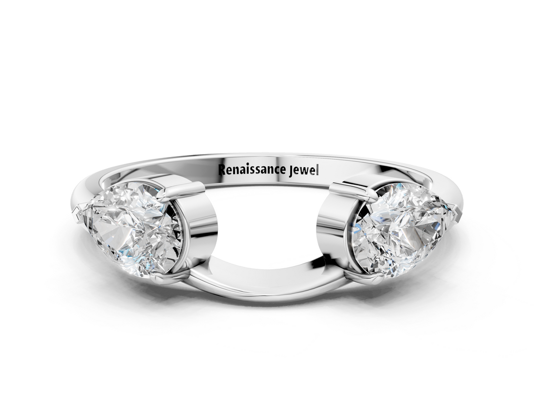 White gold Open Pear-Cut Diamond Bypass Ring with Prong Setting_47