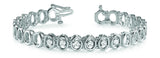 White gold Oval Bezel Set Diamond Tennis Bracelet with Half-Bezel Prong Setting