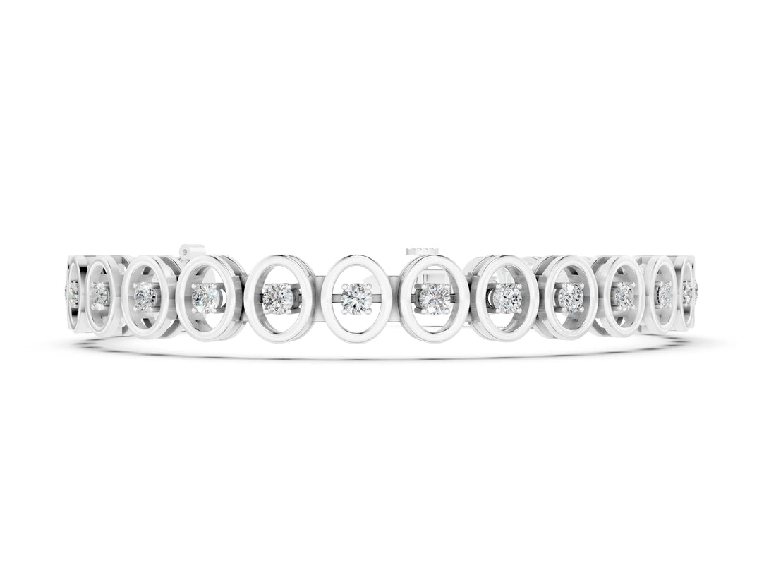 White gold Oval Bezel Set Round Diamond Tennis Bracelet with Four-Prong Setting_6