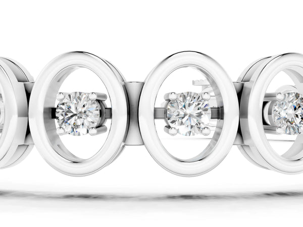 White gold Oval Bezel Set Round Diamond Tennis Bracelet with Four-Prong Setting