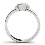 White gold Oval Bezel Solitaire Ring with Split Shank Band 2