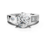 White gold Oval Brilliant Channel-Set Diamond Ring with Bezel Prong Setting_14