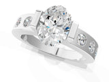 White gold Oval Brilliant Channel-Set Diamond Ring with Bezel Prong Setting_15