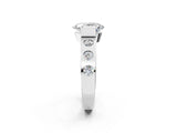 White gold Oval Brilliant Channel-Set Diamond Ring with Bezel Prong Setting_16