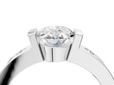 White gold Oval Brilliant Channel-Set Diamond Ring with Bezel Prong Setting_18