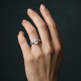 White gold Oval Brilliant Channel-Set Diamond Ring with Bezel Prong Setting_6