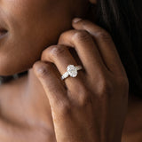 White gold Oval Brilliant Channel-Set Diamond Ring with Bezel Prong Setting_8
