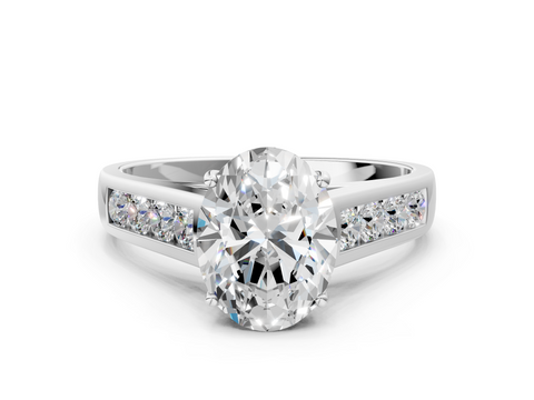 White gold Oval Brilliant Channel-Set Solitaire Ring with Four-Prong Setting_20