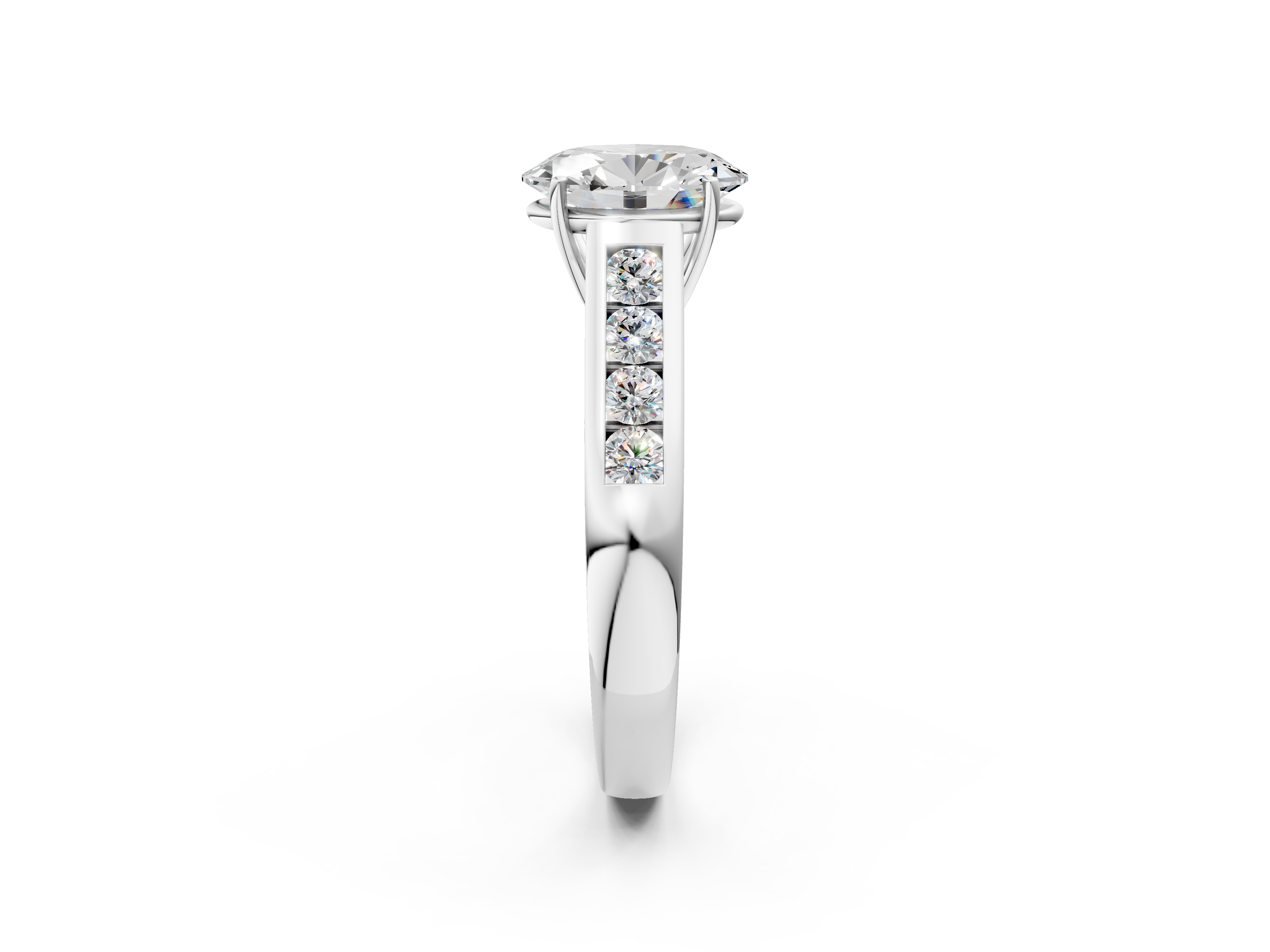 White gold Oval Brilliant Channel-Set Solitaire Ring with Four-Prong Setting_22