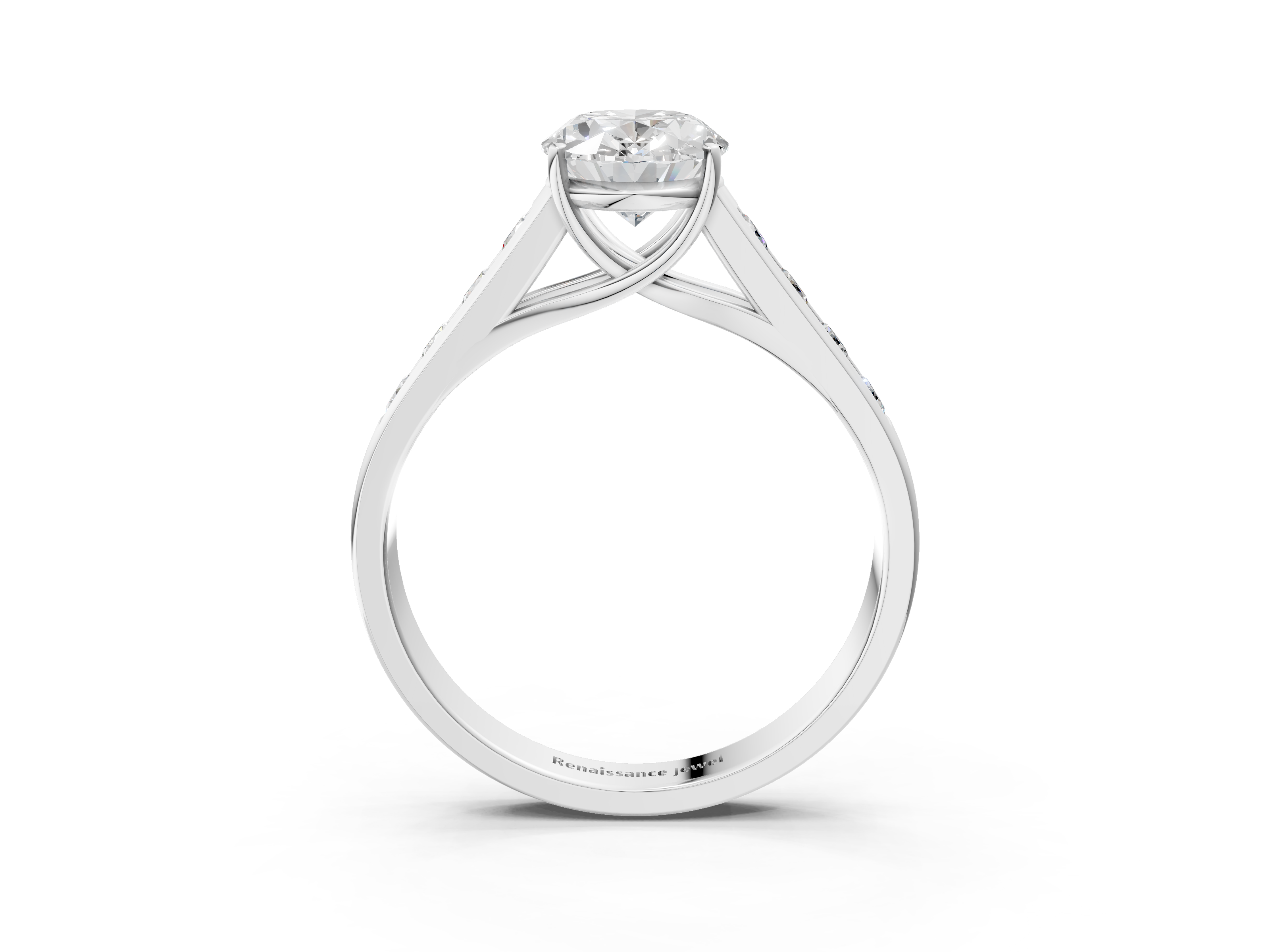 White gold Oval Brilliant Channel-Set Solitaire Ring with Four-Prong Setting_23