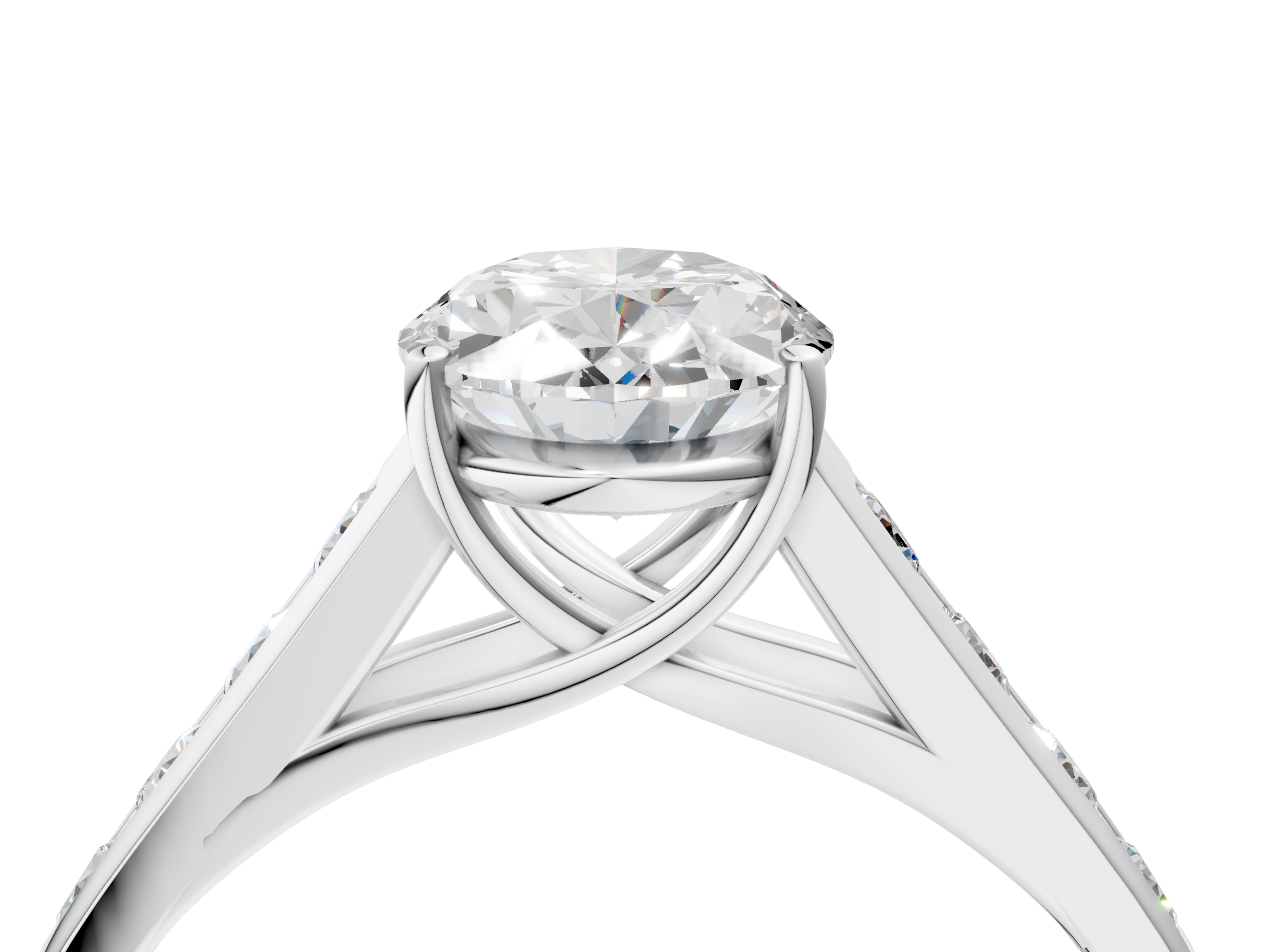 White gold Oval Brilliant Channel-Set Solitaire Ring with Four-Prong Setting_24