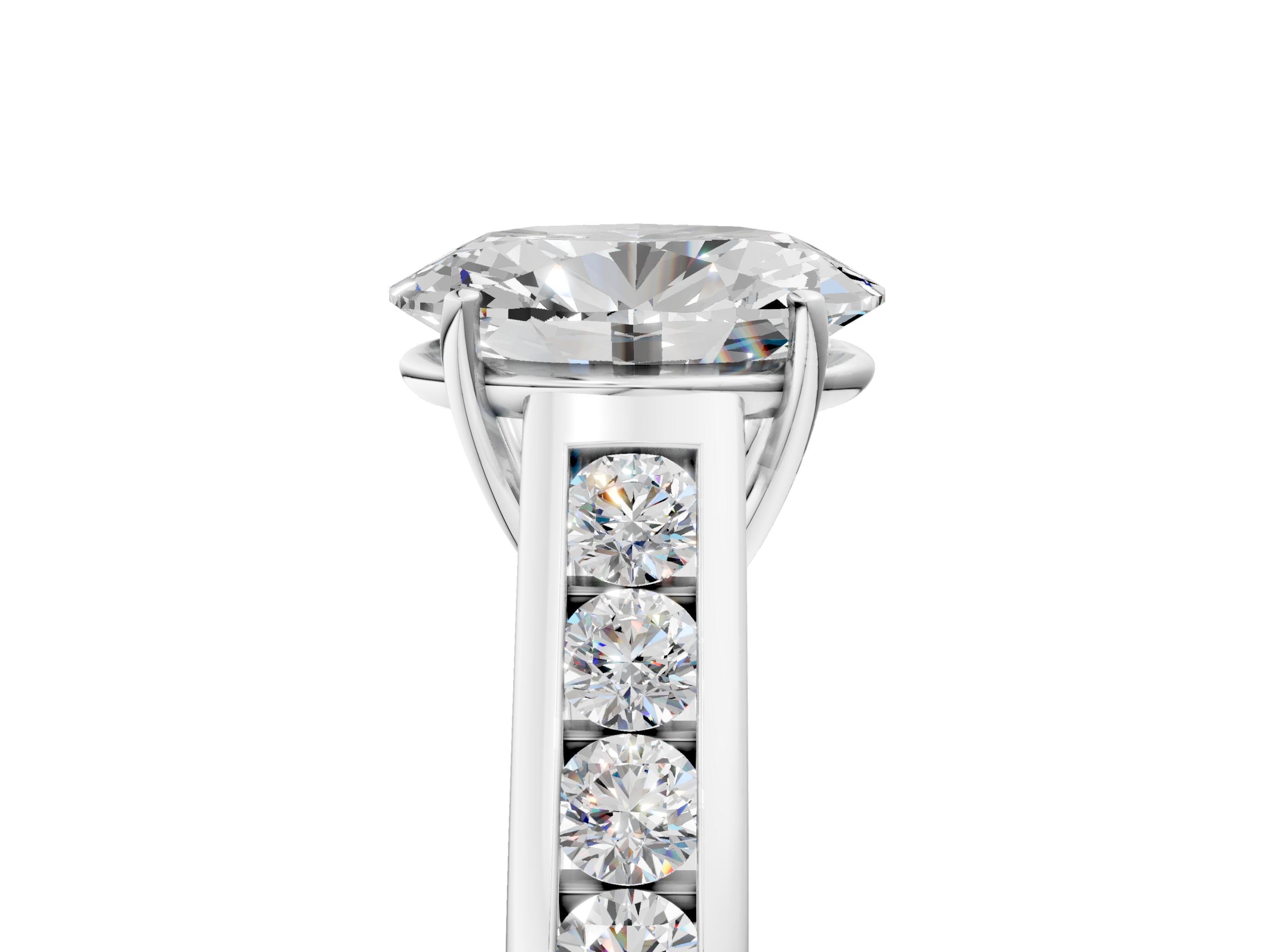 White gold Oval Brilliant Channel-Set Solitaire Ring with Four-Prong Setting_25