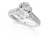 White gold Oval Brilliant Cut Diamond Engagement Ring with Pavé Band and Four-Prong Setting_83