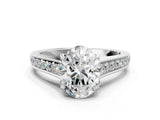 White gold Oval Brilliant Cut Diamond Engagement Ring with Pavé Band and Four-Prong Setting_84