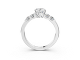 White gold Oval Brilliant Cut Diamond Five-Stone Prong Set Engagement Ring with Channel Band_24