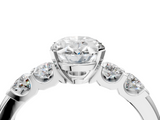 White gold Oval Brilliant Cut Diamond Five-Stone Prong Set Engagement Ring with Channel Band_25