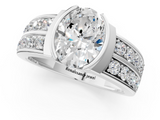White gold Oval Brilliant Diamond Channel Set Wide Band Ring with Bezel Setting_65