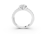 White gold Oval Brilliant Diamond Channel Set Wide Band Ring with Bezel Setting_67