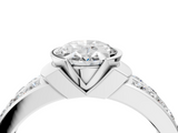 White gold Oval Brilliant Diamond Channel Set Wide Band Ring with Bezel Setting_67
