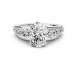 White gold Oval Brilliant Diamond Pavé Band with Six-Prong Setting_3