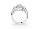 White gold Oval Brilliant Flower Halo Diamond Split Shank Ring_90