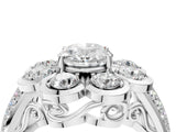 White gold Oval Brilliant Flower Halo Diamond Split Shank Ring_91
