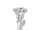 White gold Oval Brilliant Solitaire with Leaf Motif Band and Four-Prong Setting_66