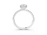 White gold Oval Brilliant Solitaire with Pavé Band and Claw Prong Setting_10