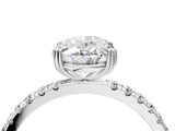 White gold Oval Brilliant Solitaire with Pavé Band and Claw Prong Setting_11