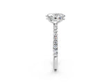 White gold Oval Brilliant Solitaire with Pavé Band and Claw Prong Setting_9
