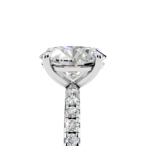 White gold Oval Brilliant Solitaire with Pavé Band and Four-Prong Setting_11