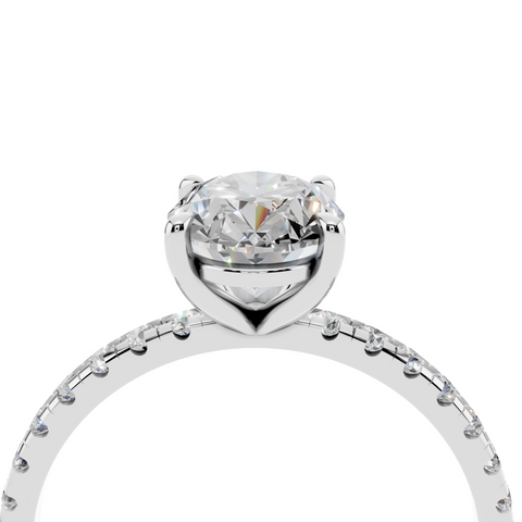 White gold Oval Brilliant Solitaire with Pavé Band and Four-Prong Setting_12