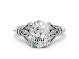 White gold Oval Brilliant Solitaire with Pave Band and Four-Prong Setting_20