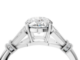 White gold Oval Brilliant Solitaire with Pave Band and Four-Prong Setting_24