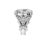 White gold Oval Brilliant Solitaire with Pave Band and Four-Prong Setting_25